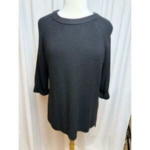 Mote Women’s Black Crew Neck Hi-Lo Sweater - Textured Knit - Small